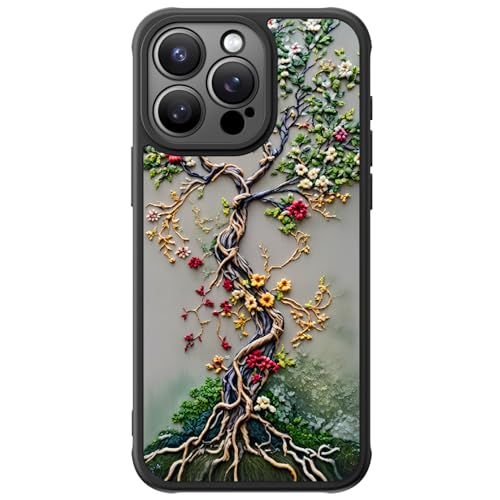 FUNMIKO Niedliche Handyhülle für iPhone 14 Pro Max Wireless Charging Militär Grade Schutz Trendy Wildflower Design für Frauen Mädchen Matte Cover mit Stoßfesten Ecken Blühender Baum des Lebens von FUNMIKO
