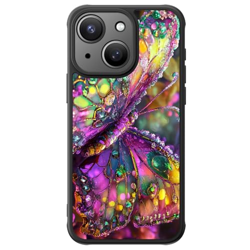 FUNMIKO Niedliche Handyhülle für iPhone 15 Plus, kabelloses Laden, militärischer Schutz, trendiges Wildblumen-Design für Frauen, Mädchen, rutschfest, durchscheinend, matt, Hartschale, lebendiger von FUNMIKO