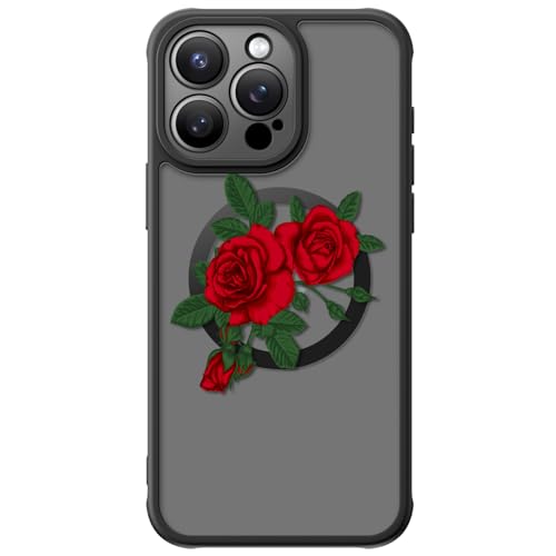 FUNMIKO Niedliche Handyhülle für iPhone 15 Pro Max – Kabelloses Laden & Schutz in Militärqualität – Trendiges Wildblumen-Design für Frauen Mädchen – rutschfeste durchscheinende matte Hartschale von FUNMIKO