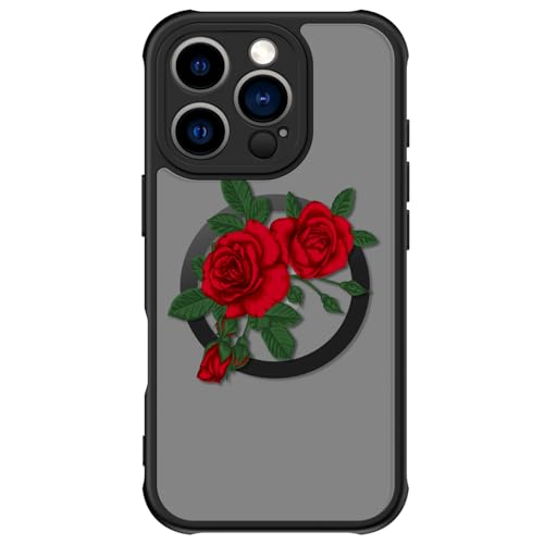FUNMIKO Niedliche Handyhülle für iPhone 16 Pro Max – Kabelloses Laden & Schutz in Militärqualität – Trendiges Wildblumen-Design für Frauen Mädchen – rutschfeste durchscheinende matte Hartschale von FUNMIKO