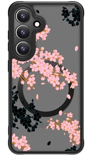 FUNMIKO Samsung Galaxy S25 Hülle für Samsung Galaxy S25, kabelloses Laden, militärischer Schutz, Wildblumen-Design für Frauen Mädchen, rutschfeste matte Abdeckung, stoßdämpfende Ecken, Schwarz und FUNMIKO Samsung Galaxy S25 Hülle für Samsung Galaxy S25, kabelloses Laden, militärischer Schutz, Wildblumen-Design für Frauen Mädchen, rutschfeste matte Abdeckung, stoßdämpfende Ecken, Schwarz und von FUNMIKO