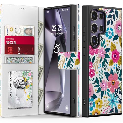 FUNMIKO Schutzhülle für Samsung Galaxy S24 Ultra, abnehmbare Klapphülle aus Leder, RFID-blockierend, 4 Kartenfächer, Ständerfunktion, Schutzhülle für Damen, blühende Blumen FUNMIKO Schutzhülle für Samsung Galaxy S24 Ultra, abnehmbare Klapphülle aus Leder, RFID-blockierend, 4 Kartenfächer, Ständerfunktion, Schutzhülle für Damen, blühende Blumen von FUNMIKO