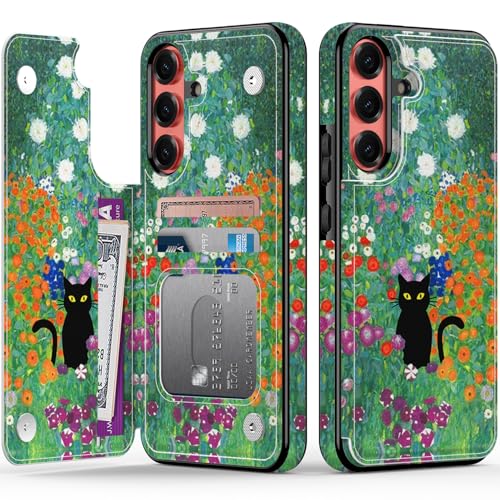 FUNMIKO Schutzhülle für Samsung Galaxy S25 Plus, mit Kartenhalter, RFID-Blockierung, militärischer Schutz, florales Tier-Design, Magnetverschluss, mit Lederständer, schwarze Katze in den Blumen FUNMIKO Schutzhülle für Samsung Galaxy S25 Plus, mit Kartenhalter, RFID-Blockierung, militärischer Schutz, florales Tier-Design, Magnetverschluss, mit Lederständer, schwarze Katze in den Blumen von FUNMIKO