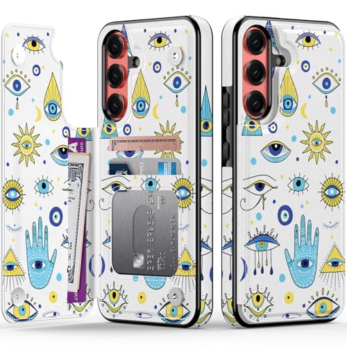 FUNMIKO Schutzhülle für Samsung Galaxy S25 Plus, mit Kartenhalter, RFID-Blockierung, militärischer Schutz, florales Tier-Design, Magnetverschluss mit Lederständer, böser Blick FUNMIKO Schutzhülle für Samsung Galaxy S25 Plus, mit Kartenhalter, RFID-Blockierung, militärischer Schutz, florales Tier-Design, Magnetverschluss mit Lederständer, böser Blick von FUNMIKO