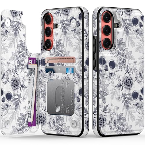 FUNMIKO Schutzhülle für Samsung Galaxy S25 Plus, mit Kartenhalter, RFID-blockierend, militärischer Schutz, florales Tier-Design, Magnetverschluss, mit Leder-Ständer, Blumenschädel FUNMIKO Schutzhülle für Samsung Galaxy S25 Plus, mit Kartenhalter, RFID-blockierend, militärischer Schutz, florales Tier-Design, Magnetverschluss, mit Leder-Ständer, Blumenschädel von FUNMIKO