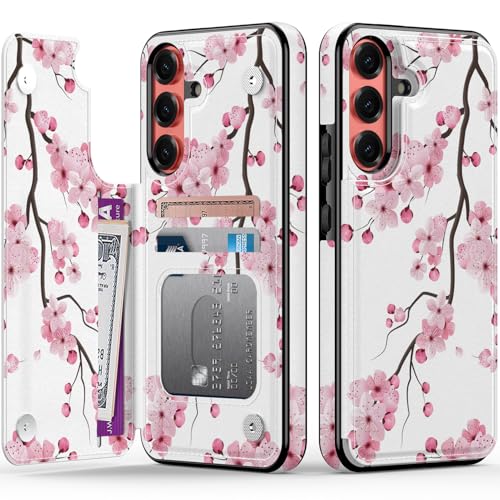 FUNMIKO Schutzhülle für Samsung Galaxy S25 Plus, mit Kartenhalter, RFID-blockierend, militärischer Schutz, florales Tier-Design, Magnetverschluss, mit Lederständer, blühende Kirschblüten FUNMIKO Schutzhülle für Samsung Galaxy S25 Plus, mit Kartenhalter, RFID-blockierend, militärischer Schutz, florales Tier-Design, Magnetverschluss, mit Lederständer, blühende Kirschblüten von FUNMIKO