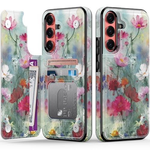 FUNMIKO Schutzhülle für Samsung Galaxy S25 Plus, mit Kartenhalter, RFID-blockierend, militärischer Schutz, florales Tier-Design, Magnetverschluss, mit Lederständer, verträumte Blumen FUNMIKO Schutzhülle für Samsung Galaxy S25 Plus, mit Kartenhalter, RFID-blockierend, militärischer Schutz, florales Tier-Design, Magnetverschluss, mit Lederständer, verträumte Blumen von FUNMIKO
