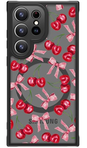 FUNMIKO Schutzhülle für Samsung Galaxy S25 Ultra, kabelloses Laden, militärischer Schutz, Wildblumen-Design für Frauen, Mädchen, matte Abdeckung, stoßdämpfende Ecken, Kirsche und Schleifen FUNMIKO Schutzhülle für Samsung Galaxy S25 Ultra, kabelloses Laden, militärischer Schutz, Wildblumen-Design für Frauen, Mädchen, matte Abdeckung, stoßdämpfende Ecken, Kirsche und Schleifen von FUNMIKO