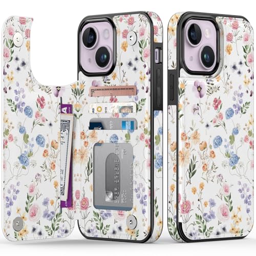 FUNMIKO Schutzhülle für iPhone 14 Plus mit Kartenhalter, RFID-blockierend, Fallschutz in Militärqualität, florales Tier-Design, Magnetverschluss mit Lederständer, Blumen und Blätter FUNMIKO Schutzhülle für iPhone 14 Plus mit Kartenhalter, RFID-blockierend, Fallschutz in Militärqualität, florales Tier-Design, Magnetverschluss mit Lederständer, Blumen und Blätter von FUNMIKO