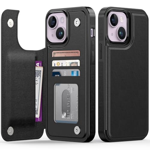 FUNMIKO Schutzhülle für iPhone 14 Plus mit Kartenhalter, RFID-blockierend, Fallschutz in Militärqualität, florales Tier-Design, Magnetverschluss mit Lederständer, Schwarz FUNMIKO Schutzhülle für iPhone 14 Plus mit Kartenhalter, RFID-blockierend, Fallschutz in Militärqualität, florales Tier-Design, Magnetverschluss mit Lederständer, Schwarz von FUNMIKO