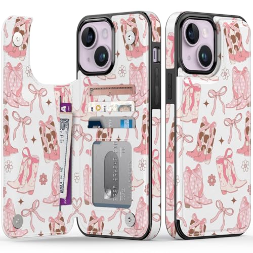 FUNMIKO Schutzhülle für iPhone 14 Plus mit Kartenhalter, RFID-blockierend, Fallschutz in Militärqualität, florales Tier-Design, Magnetverschluss mit Lederständer, Stiefel und Schleifen FUNMIKO Schutzhülle für iPhone 14 Plus mit Kartenhalter, RFID-blockierend, Fallschutz in Militärqualität, florales Tier-Design, Magnetverschluss mit Lederständer, Stiefel und Schleifen von FUNMIKO