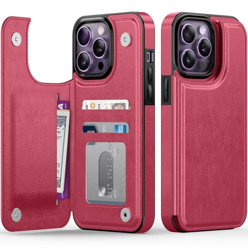 FUNMIKO Schutzhülle für iPhone 14 Pro, mit Kartenhalter, RFID-Blockierung, Fallschutz in Militärqualität, florales Tier-Design, Magnetverschluss mit Leder-Ständer, Hot Pink FUNMIKO Schutzhülle für iPhone 14 Pro, mit Kartenhalter, RFID-Blockierung, Fallschutz in Militärqualität, florales Tier-Design, Magnetverschluss mit Leder-Ständer, Hot Pink von FUNMIKO