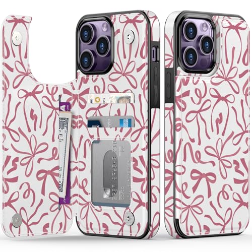 FUNMIKO Schutzhülle für iPhone 14 Pro, mit Kartenhalter, RFID-blockierend, Fallschutz in Militärqualität, florales Tier-Design, Magnetverschluss mit Lederständer, künstlerische Schleifen FUNMIKO Schutzhülle für iPhone 14 Pro, mit Kartenhalter, RFID-blockierend, Fallschutz in Militärqualität, florales Tier-Design, Magnetverschluss mit Lederständer, künstlerische Schleifen von FUNMIKO