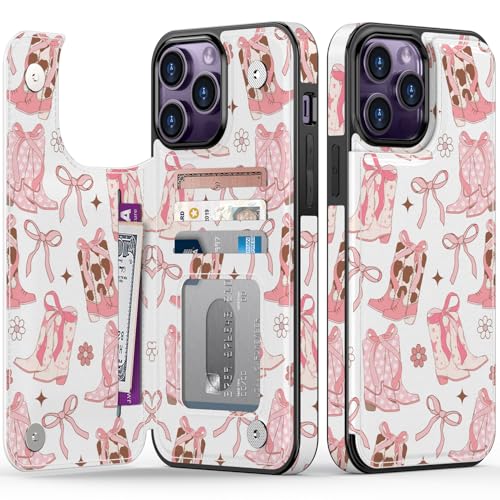 FUNMIKO Schutzhülle für iPhone 14 Pro Max mit Kartenhalter, RFID-Blockierung, Fallschutz in Militärqualität, florales Tier-Design, Magnetverschluss mit Lederständer, Stiefel und Schleifen FUNMIKO Schutzhülle für iPhone 14 Pro Max mit Kartenhalter, RFID-Blockierung, Fallschutz in Militärqualität, florales Tier-Design, Magnetverschluss mit Lederständer, Stiefel und Schleifen von FUNMIKO