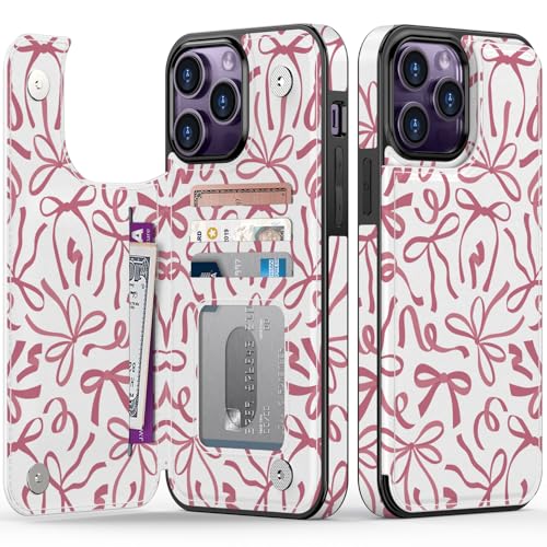 FUNMIKO Schutzhülle für iPhone 14 Pro Max mit Kartenhalter, RFID-blockierend, Fallschutz in Militärqualität, florales Tier-Design, Magnetverschluss mit Lederständer, künstlerische Schleifen FUNMIKO Schutzhülle für iPhone 14 Pro Max mit Kartenhalter, RFID-blockierend, Fallschutz in Militärqualität, florales Tier-Design, Magnetverschluss mit Lederständer, künstlerische Schleifen von FUNMIKO