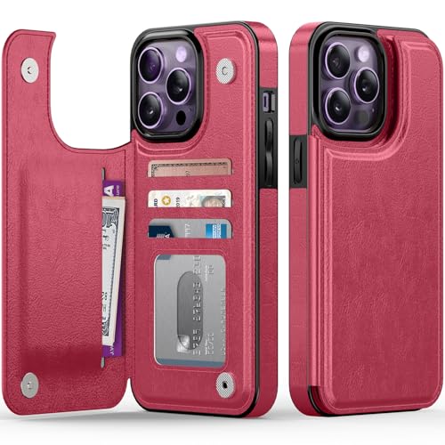 FUNMIKO Schutzhülle für iPhone 14 Pro Max mit Kartenhalter, RFID-blockierend, militärischer Schutz, florales Tier-Design, Magnetverschluss mit Leder-Ständer, Hot Pink FUNMIKO Schutzhülle für iPhone 14 Pro Max mit Kartenhalter, RFID-blockierend, militärischer Schutz, florales Tier-Design, Magnetverschluss mit Leder-Ständer, Hot Pink von FUNMIKO