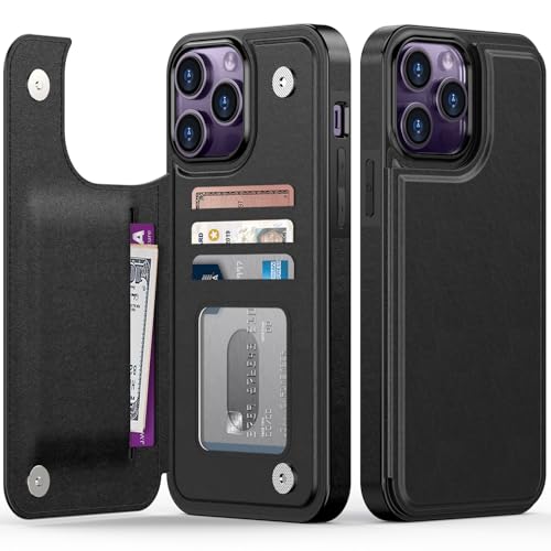 FUNMIKO Schutzhülle für iPhone 14 Pro Max mit Kartenhalter, RFID-blockierend, militärischer Schutz, florales Tier-Design, Magnetverschluss mit Leder-Ständer, Schwarz FUNMIKO Schutzhülle für iPhone 14 Pro Max mit Kartenhalter, RFID-blockierend, militärischer Schutz, florales Tier-Design, Magnetverschluss mit Leder-Ständer, Schwarz von FUNMIKO