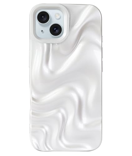 FUNMIKO Schutzhülle für iPhone 15, Perlweiß mit Perlglanz, für Damen von FUNMIKO