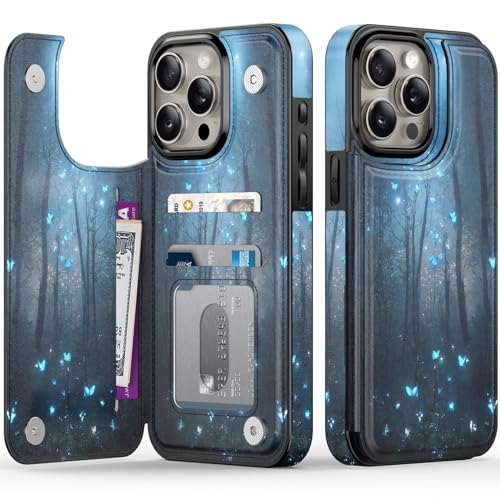 FUNMIKO Schutzhülle für iPhone 15 Pro, mit Kartenhalter und Geldclip, RFID-blockierend, Fallschutz in Militärqualität, UV-gedrucktes Kunstwerk, Magnetverschluss mit Lederständer, leuchtende FUNMIKO Schutzhülle für iPhone 15 Pro, mit Kartenhalter und Geldclip, RFID-blockierend, Fallschutz in Militärqualität, UV-gedrucktes Kunstwerk, Magnetverschluss mit Lederständer, leuchtende von FUNMIKO