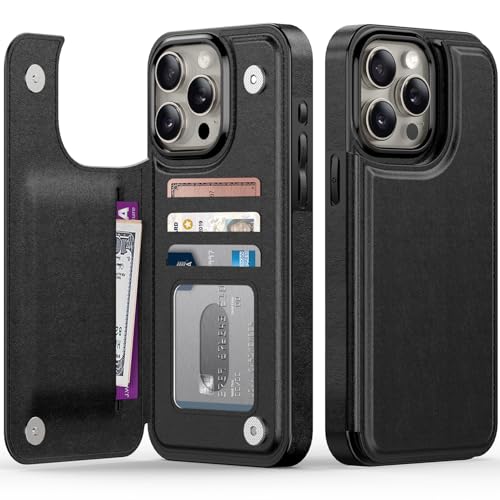FUNMIKO Schutzhülle für iPhone 15 Pro Max mit Kartenhalter und Geldclip, RFID-blockierend, Fallschutz in Militärqualität, UV-gedrucktes Kunstwerk, Magnetverschluss mit Lederständer, Schwarz FUNMIKO Schutzhülle für iPhone 15 Pro Max mit Kartenhalter und Geldclip, RFID-blockierend, Fallschutz in Militärqualität, UV-gedrucktes Kunstwerk, Magnetverschluss mit Lederständer, Schwarz von FUNMIKO