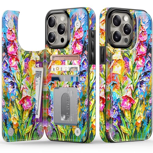 FUNMIKO Schutzhülle für iPhone 15 Pro Max mit Kartenhalter und Geldclip, RFID-blockierend, militärischer Fallschutz, UV-gedrucktes Kunstwerk, Magnetverschluss mit Ständer, lebendiges Blumen-Porträt FUNMIKO Schutzhülle für iPhone 15 Pro Max mit Kartenhalter und Geldclip, RFID-blockierend, militärischer Fallschutz, UV-gedrucktes Kunstwerk, Magnetverschluss mit Ständer, lebendiges Blumen-Porträt von FUNMIKO