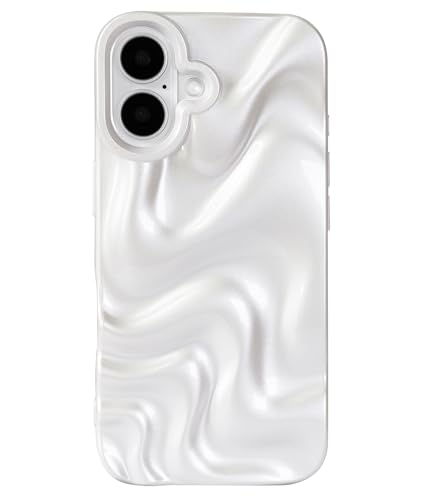 FUNMIKO Schutzhülle für iPhone 16, Perlweiß mit Perlglanz, für Damen von FUNMIKO