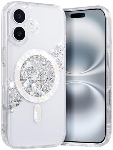 FUNMIKO Schutzhülle für iPhone 16 Plus, glitzernd, für Damen, silberfarben von FUNMIKO