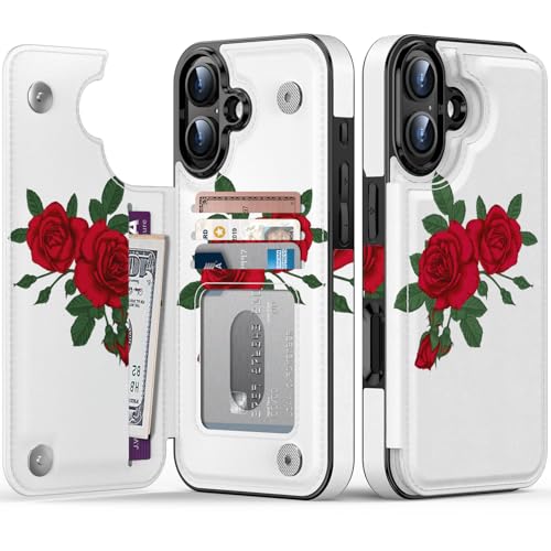FUNMIKO Schutzhülle für iPhone 16 Plus, mit Kartenhalter, RFID-blockierend, Schutz in Militärqualität, UV-gedrucktes Kunstwerk, Magnetverschluss mit Lederständer, Blühende rote Rose FUNMIKO Schutzhülle für iPhone 16 Plus, mit Kartenhalter, RFID-blockierend, Schutz in Militärqualität, UV-gedrucktes Kunstwerk, Magnetverschluss mit Lederständer, Blühende rote Rose von FUNMIKO