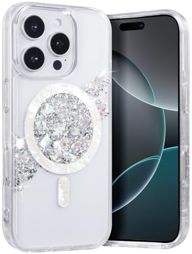 FUNMIKO Schutzhülle für iPhone 16 Pro, glitzernd, für Damen, silberfarben von FUNMIKO
