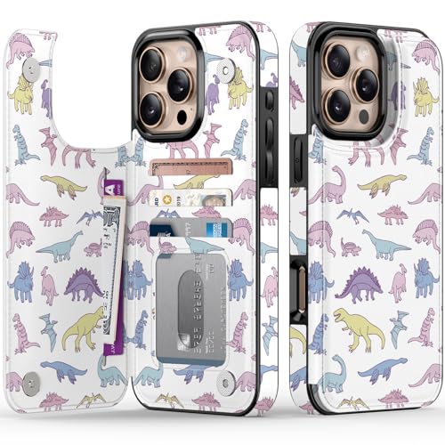 FUNMIKO Schutzhülle für iPhone 16 Pro Max mit Kartenhalter, RFID-blockierend, Schutz in Militärqualität, UV-gedrucktes Kunstwerk, Magnetverschluss mit Leder-Ständer, lebendiger süßer Dinosaurier FUNMIKO Schutzhülle für iPhone 16 Pro Max mit Kartenhalter, RFID-blockierend, Schutz in Militärqualität, UV-gedrucktes Kunstwerk, Magnetverschluss mit Leder-Ständer, lebendiger süßer Dinosaurier von FUNMIKO