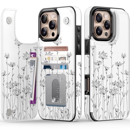 FUNMIKO Schutzhülle für iPhone 16 Pro Max mit Kartenhalter, RFID-blockierend, Schutz in Militärqualität, UV-gedrucktes Kunstwerk, Magnetverschluss mit Lederständer, elegant skizzierte Blume FUNMIKO Schutzhülle für iPhone 16 Pro Max mit Kartenhalter, RFID-blockierend, Schutz in Militärqualität, UV-gedrucktes Kunstwerk, Magnetverschluss mit Lederständer, elegant skizzierte Blume von FUNMIKO