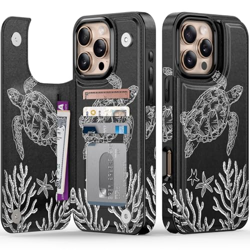 FUNMIKO Schutzhülle für iPhone 16 Pro Max mit Kartenhalter, RFID-blockierend, Schutz in Militärqualität, UV-gedrucktes Kunstwerk, Magnetverschluss mit Lederständer, schwimmende Meeresschildkröte FUNMIKO Schutzhülle für iPhone 16 Pro Max mit Kartenhalter, RFID-blockierend, Schutz in Militärqualität, UV-gedrucktes Kunstwerk, Magnetverschluss mit Lederständer, schwimmende Meeresschildkröte von FUNMIKO