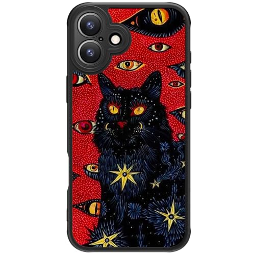 FUNMIKO iPhone 16 Hülle für iPhone 16, Kabelloses Laden, militärischer Schutz, Wildblumen-Design für Frauen Mädchen, rutschfeste matte Abdeckung, stoßdämpfende Ecken, Mysterious Black Cat FUNMIKO iPhone 16 Hülle für iPhone 16, Kabelloses Laden, militärischer Schutz, Wildblumen-Design für Frauen Mädchen, rutschfeste matte Abdeckung, stoßdämpfende Ecken, Mysterious Black Cat von FUNMIKO