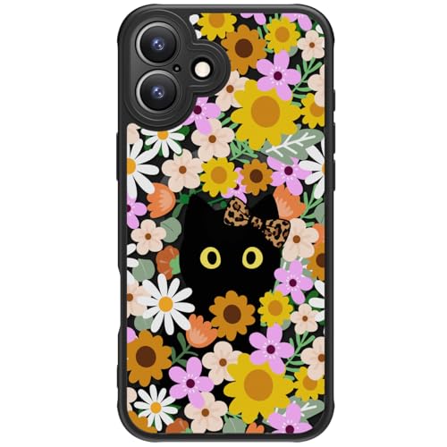 FUNMIKO iPhone 16 Plus Hülle für iPhone 16 Plus, kabelloses Laden, militärischer Schutz, Wildblumen-Design für Frauen, Mädchen, rutschfeste matte Abdeckung, stoßdämpfende Ecken, skurrile schwarze FUNMIKO iPhone 16 Plus Hülle für iPhone 16 Plus, kabelloses Laden, militärischer Schutz, Wildblumen-Design für Frauen, Mädchen, rutschfeste matte Abdeckung, stoßdämpfende Ecken, skurrile schwarze von FUNMIKO
