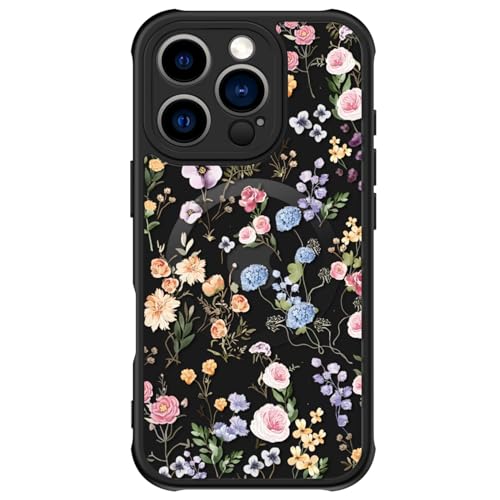 FUNMIKO iPhone 16 Pro Hülle, Kabelloses Laden Militär Grade Schutz Wildblume Design für Frauen Mädchen Anti-Rutsch Matte Cover Stoßdämpfende Ecken Blumen Blätter FUNMIKO iPhone 16 Pro Hülle, Kabelloses Laden Militär Grade Schutz Wildblume Design für Frauen Mädchen Anti-Rutsch Matte Cover Stoßdämpfende Ecken Blumen Blätter von FUNMIKO