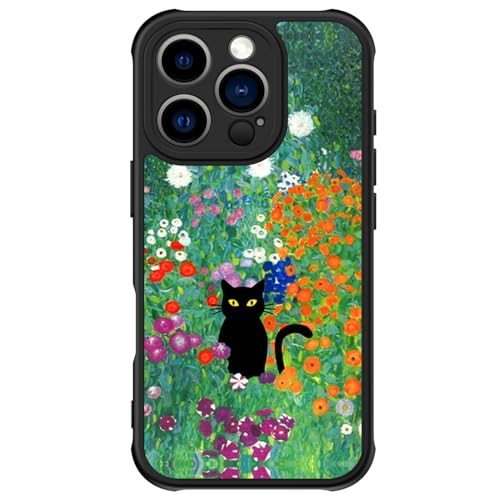 FUNMIKO iPhone 16 Pro Hülle Kabelloses Laden Militär Grade Schutz Wildblume Design für Frauen Mädchen Anti-Rutsch Matte Cover Stoßdämpfende Ecken Schwarze Katze im Blumen FUNMIKO iPhone 16 Pro Hülle Kabelloses Laden Militär Grade Schutz Wildblume Design für Frauen Mädchen Anti-Rutsch Matte Cover Stoßdämpfende Ecken Schwarze Katze im Blumen von FUNMIKO