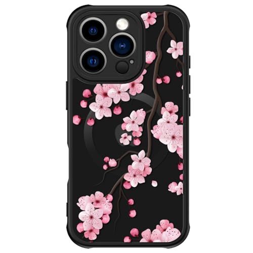 FUNMIKO iPhone 16 Pro Max Hülle Kabelloses Laden Militär Grade Schutz Wildblume Design für Frauen Mädchen Anti-Rutsch Matte Cover Stoßdämpfende Ecken Blühende Kirschblüten FUNMIKO iPhone 16 Pro Max Hülle Kabelloses Laden Militär Grade Schutz Wildblume Design für Frauen Mädchen Anti-Rutsch Matte Cover Stoßdämpfende Ecken Blühende Kirschblüten von FUNMIKO