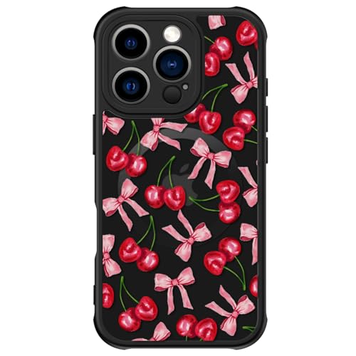 FUNMIKO iPhone 16 Pro Max Hülle Kabelloses Laden Militär Grade Schutz Wildblume Design für Frauen Mädchen Anti-Rutsch Matte Cover Stoßdämpfende Ecken Kirsche Schleifen FUNMIKO iPhone 16 Pro Max Hülle Kabelloses Laden Militär Grade Schutz Wildblume Design für Frauen Mädchen Anti-Rutsch Matte Cover Stoßdämpfende Ecken Kirsche Schleifen von FUNMIKO