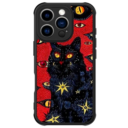 FUNMIKO iPhone 16 Pro Max Hülle Kabelloses Laden Militär Grade Schutz Wildblume Design für Frauen Mädchen Anti-Rutsch Matte Cover Stoßdämpfende Ecken Mysterious Black Cat FUNMIKO iPhone 16 Pro Max Hülle Kabelloses Laden Militär Grade Schutz Wildblume Design für Frauen Mädchen Anti-Rutsch Matte Cover Stoßdämpfende Ecken Mysterious Black Cat von FUNMIKO