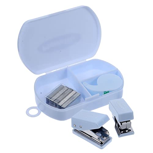 FUNNETOYU 1 Satz Handwerkzeugkasten schreibtisch Klebeband für Scrapbooking wiederverwendbarer Hefter Desktop-Hefter Klebebandspender mit Cutter Broschürenhefter Bürobedarf Abs Blau von FUNNETOYU