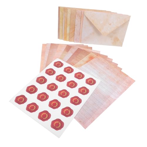 FUNNETOYU 1 Set Vintage-schreibpapier, Briefpapier Mit Umschlägen Und Runden Punktaufklebern Zum Schreiben Und Drucken Von Partyeinladungen von FUNNETOYU