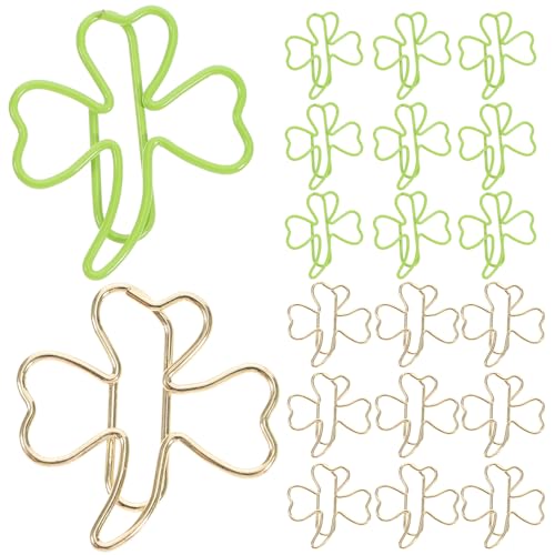 FUNNETOYU 45 Stück Kleeblatt-lesezeichen Geformte Clips Lesezeichen-clips Schreibwaren-clip Riesige Büroklammern Exquisite Für Papier Binder Büroklammer Memo-clip Umspritzen Green von FUNNETOYU