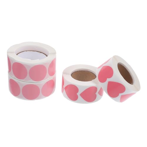FUNNETOYU 4Rollen Farbige Herzaufkleber Selbstklebende für Kreative Dekoration für Hochzeiten und DIY Projekte mit Pinken Herzen von FUNNETOYU