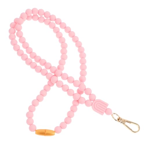 FUNNETOYU Handyriemen Schlüsselband für ID-Inhaber ID-Schlüsselband Schild mit ausbrechen Ausweis praktisch perlenbesetztes Handyband perlen telefon charms Kieselgel Rosa von FUNNETOYU