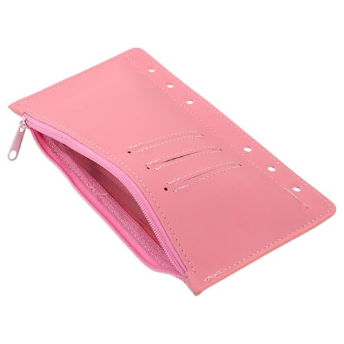 FUNNETOYU Nachfüllpackung für lose Blätter Binder-Beutel mit losen Blättern mit Reißverschluss Bindemittel Loch Veranstalter Journal-Taschenaufkleber Bindetaschen Pu Rosa von FUNNETOYU