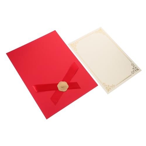 FUNNETOYU Urkundenumschlag Zertifikatsinhaber Andenken Schreibwaren Vertraulich Wachssiegel-stempelset Wachssiegelstempel Offizieller Ordner Zertifikatsordner Braune Umschläge Papier Rot von FUNNETOYU