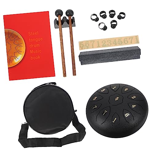 FUNOMOCYA 1 Set Steel Tongue Drum Drums Ethereal Tune Drum Steel Percussion Steel Continuous Echo Hand Drum Percussion Drum Musikinstrumente Für Erwachsene Mallets Finger Carbon Steel Black von FUNOMOCYA