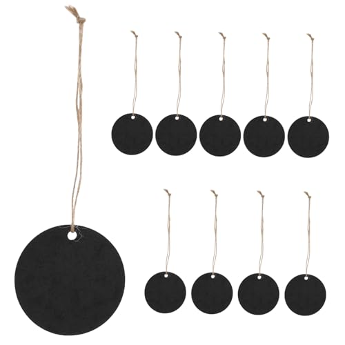 FUNOMOCYA 10 Stück kleiner Tafelanhänger Mini-Tafeln runde Nachricht lustig löschbar Schüttgut dekoration bastelmaterial für Etikett decor Wohnaccessoire Message Board Hölzern Black von FUNOMOCYA