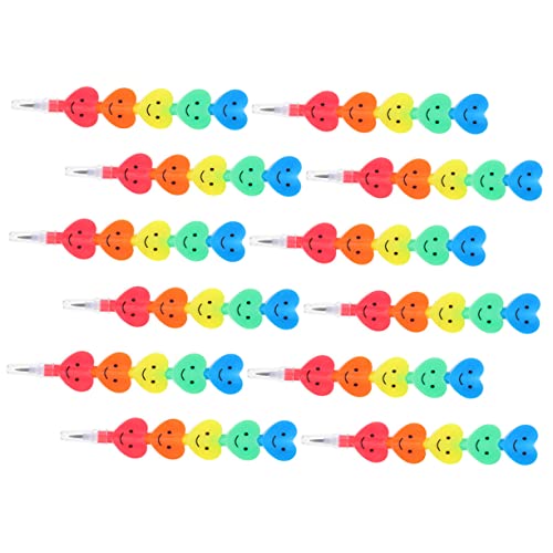 FUNOMOCYA 12 Stück Stapelbare Bleistifte In Zeichenform Schreibwaren Für Süßer Schulbleistift Zum Schreiben Von Kindern Regenbogenstifte Schülerstifte Kinderstifte Für Herzförmiger von FUNOMOCYA