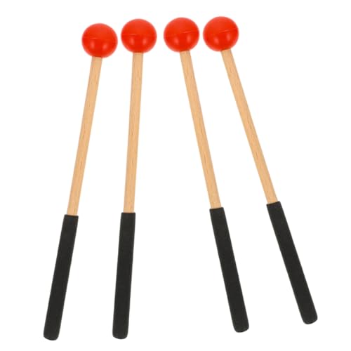 FUNOMOCYA 2 Paare Xylophon Hammer Schlagzeug Trommelstöcke Xylophon-sticks Trommelstock Schlägel Marimbaschlägel Mit Holzgriff Schlägel Percussion Xylophon Xylophonschläger Rot Gummi von FUNOMOCYA